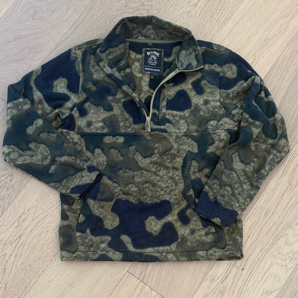 Billabong Olive & Navy Camo Half-Zip Fleece Pullover